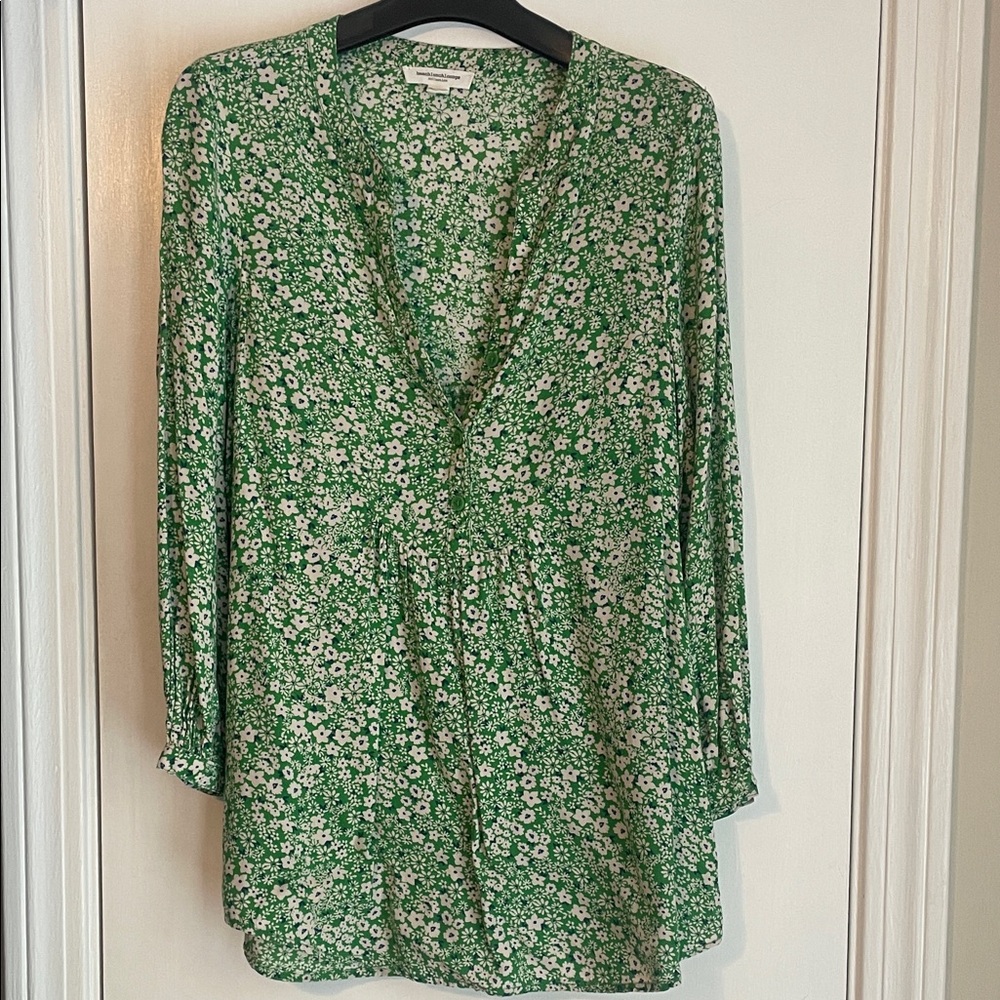 beachlunchlounge Green Floral Tunic Blouse XS